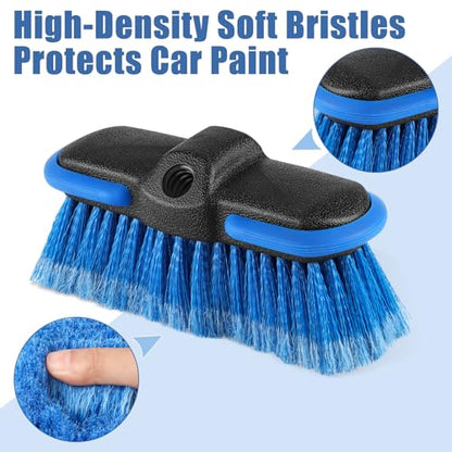 Car Wash Brush Head with Soft Bristle 8'', Car Cleaning Brush with Protective Bumper for Cleaning Auto Cars Trucks RV Boat Deck