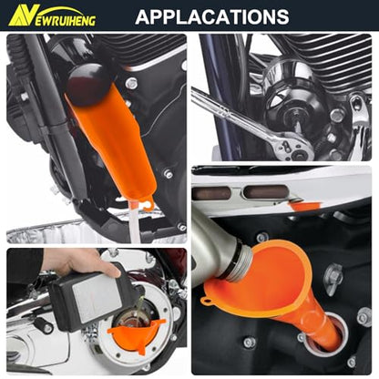 Oil Change Kit Compatible with Harley, Oil Filter Cap Wrench, Crankcase Fill Funnel, Primary Case Oil Funnel, Drip Free Oil Filter Case, Transparent Tube, Oil Drain Plug and 30PCS O-Rings Include