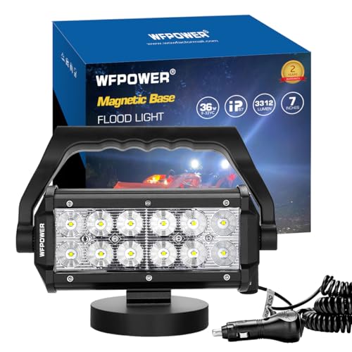 WFPOWER Magnetic Mount LED Work Light, Upgraded Super Bright 36W Portable LED Work Light with Dural Heavy Duty Carry Handle, Flood Headlight for Camping Car SUV Boat Bar Truck Driving Lamp Fog Lights - size: Upgraded Magnetic Work Light