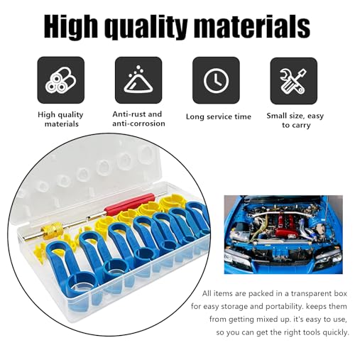 16 PCS AC Fuel Line Disconnect Tool Set, Portable Car AC Fuel Line Disconnect Removal Tool Set with Storage Box, Durable 1/4 3/8 1/2 5/8 3/4 7/8 5/16 Inch Remover Tool Kit