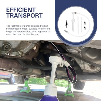 Transmission Fluid Pump Kit, 8cc Oil Suction Pump Kit, Differential Fluid Pump with 3/8 Inches Swivel & 8mm 10mm Adapters, Fluid Pump for Standard Quart Bottles for Most Cars (White)
