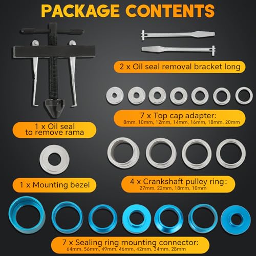 Crank Bearing Camshaft Seal Remover and Installer Set | 22PCS Crankshaft Camshaft Oil Seal Removal Installation Puller Tool Kit, Crankshaft Bearing Tool for Automotive Engine Repair