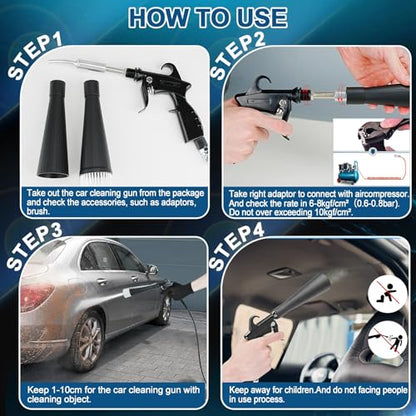 PARAROSE Detailing Car Cleaning Gun Interior Dryer Air Blow Gun, High Pressure Blower Gun, Car Detailing Tools for Quickly Blowing Out Dirt and DustWorking with Air