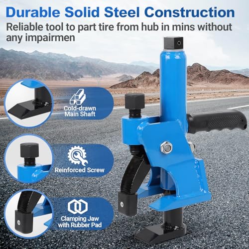 Manual Tire Bead Breaker with Handle and Rubber Pad, Fit for 38 and 42 Inches Tires Changer, Easy-Operated Tire Repair Tool for ATVs, UTVs, Tractors, Trucks, Heavy Duty Tires Car Repair (Blue)