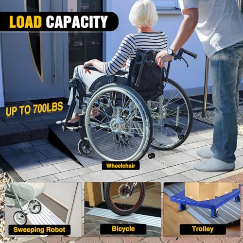 Nilight Door Threshold Ramp, 5" Rise Portable Aluminum Wheelchair Door Entry Ramps for Sheds Doorways Home Steps - size: 5" Rise