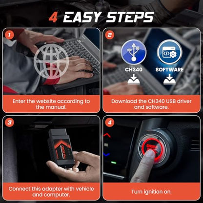 ELM327 OBD2 Adapter Compatible with F150 F250 and More, for MS/HS CAN Automatically Switch, OBDII Diagnostic Scanner via USB for Windows only - color: OBD2 Adapter