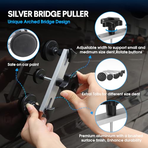 Upgraded Paintless Dent Repair Kit - 132PCS Car Dent Puller Tool Set with Heavy Duty Slide Hammer, Golden Dent Lifter, Bridge Puller, Hot Glue Gun & Tabs for Auto Body Hail Damage, Door Dings Removal