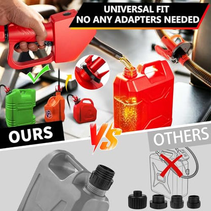 Portable Fuel Transfer Pump with Auto-Stop & Hand Nozzle, 80'' Pumping lift,fit different gas barrel sizes and depths, no adapters needed,3.8GPM, mulitiple power supply,for Gasoline, Diesel, Kerosene - size: 80''-3.8GPM