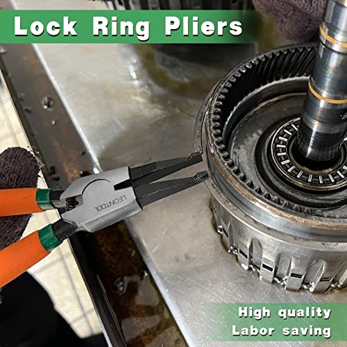 11-Inch Lock Ring Pliers Flat Snap Ring Pliers with Ring and Anti-loss Rope Special Circlip Pliers Reverse Pliers Retaining Ring Pliers Spreader Pliers for Transmission Transfer Cases - size: 11" with Ring & Rope