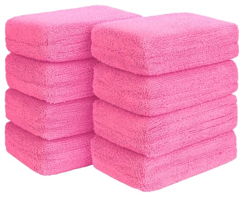 HOMEXCEL Microfiber Applicator Pads, Scratch-Free Car Wash Sponge for Cleaning, Premium Wax Foam Applicator Pads for Car Detailing, 5”x3”, 8 Pack, Pink - color: Pink