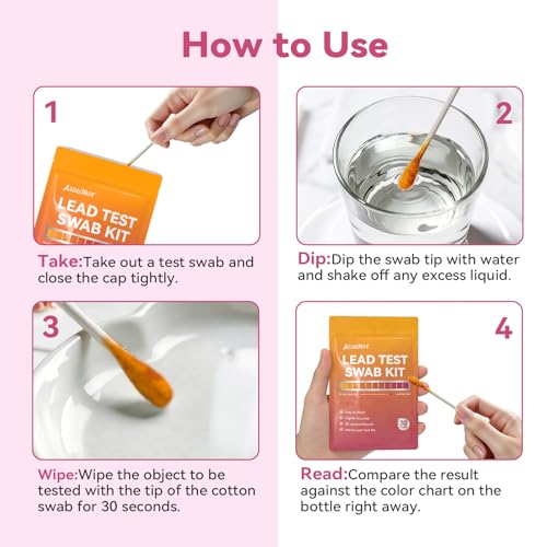 AssuTest Lead Test swabs Kit - 30 PCS Lead Paint Test Kit for Home Use, Lead Tester for Dishes Ceramics Toys Metal Wood Jewelry House Furniture Instant Lead Detection in 30 Seconds