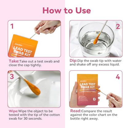 AssuTest Lead Test swabs Kit - 30 PCS Lead Paint Test Kit for Home Use, Lead Tester for Dishes Ceramics Toys Metal Wood Jewelry House Furniture Instant Lead Detection in 30 Seconds
