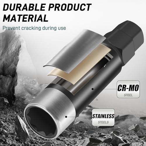 10 Spline Lug Nut Key, for TA20-17/19 10 Point Lug Nut Socket | Compatible with Bimecc 10 Spline Lug Nut Socket, Double Layer Reinforcement, Dual Hex Drive, CR-MO Steel - size: TA20-17/19