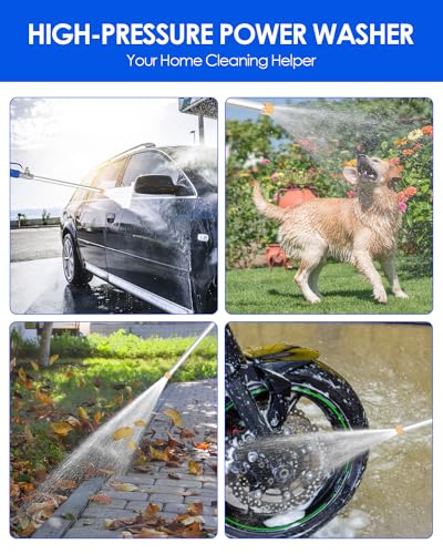 Upgraded Jet Nozzle for Garden Hose 2-in-1 Jet Nozzle High Pressure Hose Nozzle with 2 Different Nozzles and Hose Quick Connectors for Car Pet Garden Cleaning - color: Blue