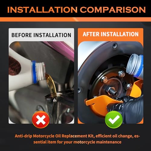 Compatible with Harley Oil Change Kit,All-Inclusive Motorcycle Oil Change Kit with Oils Filter Wrench,Filling Funnel,Rubber O-Ring Seals,Multi-Purpose Oils Changing Kits