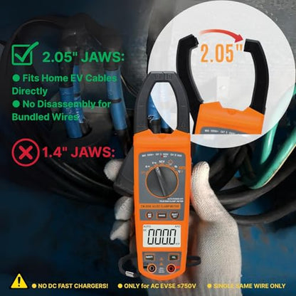 Digital Clamp Meter Multimeter 1000A AC/DC Amp Voltmeter, Auto-Ranging TRMS with Backlit LCD & NCV; Measures Voltage, Current, Temp, Duty Cycle, Capacitance, Frequency