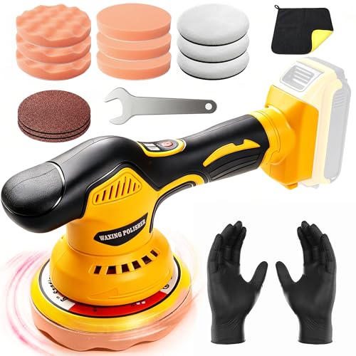 Cordless Buffer Polisher Compatible with Dewalt 20V Battery, 6 Inch Orbital Car Polisher Tool Only, 8-Speed 2800-5500 RPM,16PCS Polishing Accessories,for Waxing, Polishing, Paint Scratch Removal