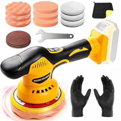 Cordless Buffer Polisher Compatible with Dewalt 20V Battery, 6 Inch Orbital Car Polisher Tool Only, 8-Speed 2800-5500 RPM,16PCS Polishing Accessories,for Waxing, Polishing, Paint Scratch Removal