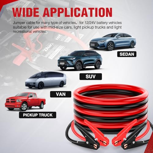 Nilight Jumper Cables for Car Battery 2 Gauge 16 FT Booster Cable Heavy Duty 800 A CCA with Carrying Bag Jump Start Emergency Kit Pickup Truck RV Vans SUV - size: 2 Guage 16 FT
