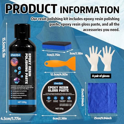 Resin Polishing Kit, Resin Sanding and Polishing Kit, Epoxy resins polishings Kits, Remove Scratches, Achieve a Mirror Effect, Restoring the Shine to Tables and Handicrafts
