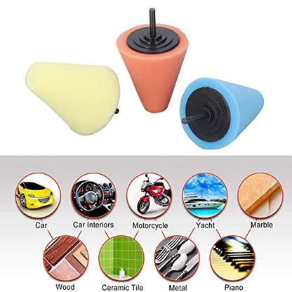 car polishing kit 9Pcs Reusable Sponge Polishing Cones Metal Polish Sponge Buffing Ball for Automotive Car Wheel Hub
