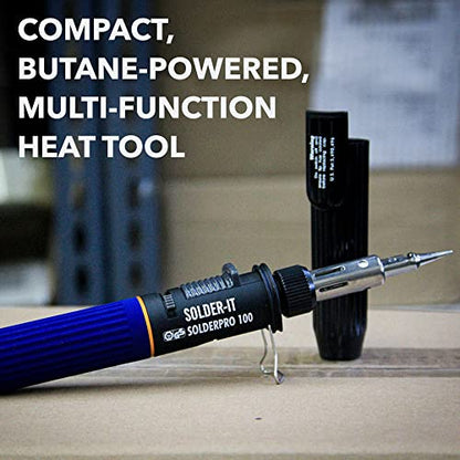 Solder-It SolderPro 100 Soldering Iron Kit (PRO-100K) | Multi-Function Butane Heat Tool with Tips and Case | Cordless and Portable Soldering Gun | Home Improvement Tools and Soldering Kit Essential
