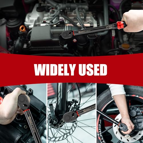 1/2-Inch Drive Click Torque Wrench-10-150 Ft-Lb for Car Motorcycle | Adjustable Inch Pound Torque Wrench (13.6-203.4Nm),72T Dual-Direction Dual Range, 3% Precision for Bike Lug Nut Machinery DIY - size: 1/2"DR. 10~150 FT-LB