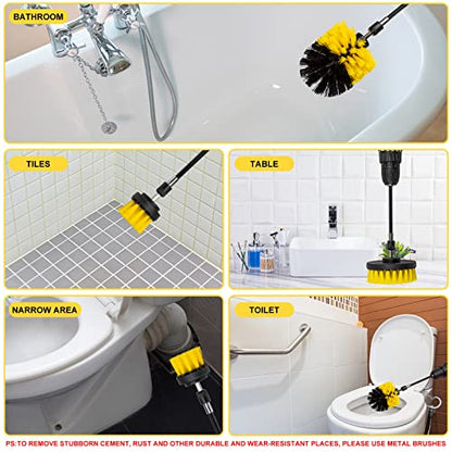 Drill Brush Attachment Kit, 3-Piece Cleaning Set for Bathtubs, Showers, Tiles, Carpets, and More - color: White