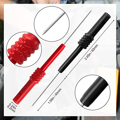 OIIKI 4 PCS Flexible Back Probe Pins, Bendable PVC Test Probes with 4mm Banana Socket Plug, Circuit Testers for Car Test, Automotive Repairing, Electrical Testing - Black, Red - color: Black, Red,4pcs
