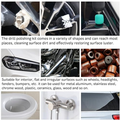 Unicaravan Aluminum Wheel Polishing Kit for Drill Buffing Wheel 31PCS | For Car Motorcycle Wheel Rim Manifold Polishing for Stainless Steel Chrome Plastic Ceramic Glass Woods Machine Jewelry etc - style: 31PCS