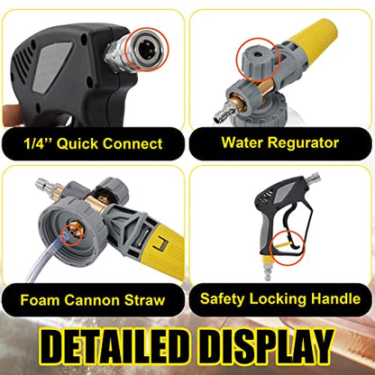 Tool Daily Foam Cannon with Pressure Washer Gun 5000 PSI, Power Washer Gun with 3/8'' Swivel Quick Connector, Adjustable Foam Blaster, M22 and 1/4 Inch Quick Connect, 1.5 Liter - size: 1.5 L