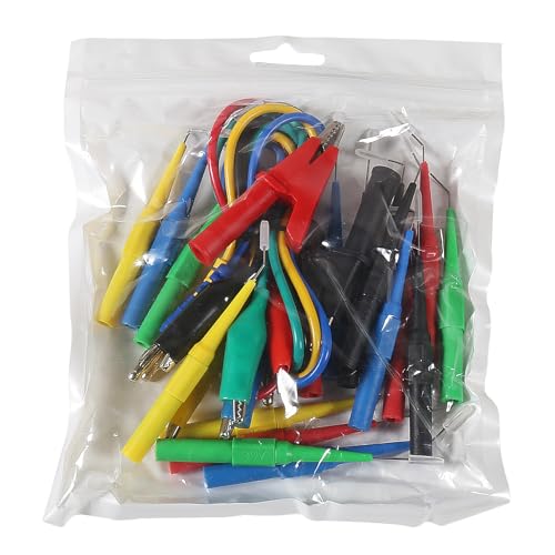 30pcs Back Probe Kit Banana Plug to Copper Alligator Clips Automotive Test Leads Set, Insulation Wire Piercing Probes, Back Probe Pins Test Wires for Car Repairing Diagnostic Circuit Testing