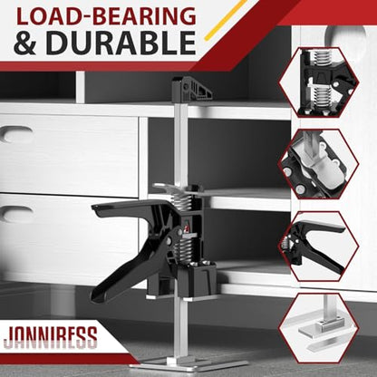 JANNIRESS Labor Saving Arm Jack Handle 2 Pack,15 in Construction,Multifunctional Furniture Jack for Installing Cabinets and Wall Tile Height Adjuster Handheld Lifter Tool, Load 400LBS - color: matte black
