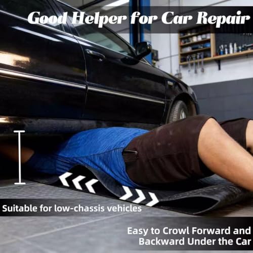 Heavy Duty Rolling Creeper Mat, 58"X28" Foldable Anti-Slip Garage Pad with Storage Bag, for Low Clearance Car Repair, Truck Maintenance - All-in-One Mat for Garage, Roadside, Muddy Conditions