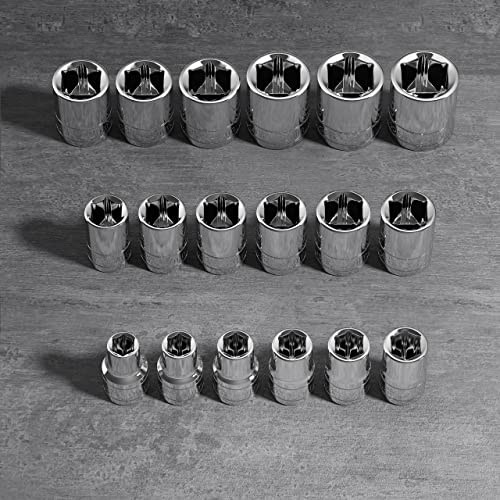 Olsa Tools Metric Shallow Socket Set - 1/2-Inch Drive, 18pc - 6-Point Chrome Sockets from 10mm–27mm and No Skipped Sizes - Mechanic Shallow Metric Socket Set - Professional Grade Sockets - Part: 1326 - color: Metric Shallow, size: 18pc, 1/2-Inch Drive