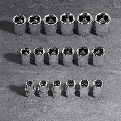 Olsa Tools Metric Shallow Socket Set - 1/2-Inch Drive, 18pc - 6-Point Chrome Sockets from 10mm–27mm and No Skipped Sizes - Mechanic Shallow Metric Socket Set - Professional Grade Sockets - Part: 1326 - color: Metric Shallow, size: 18pc, 1/2-Inch Drive