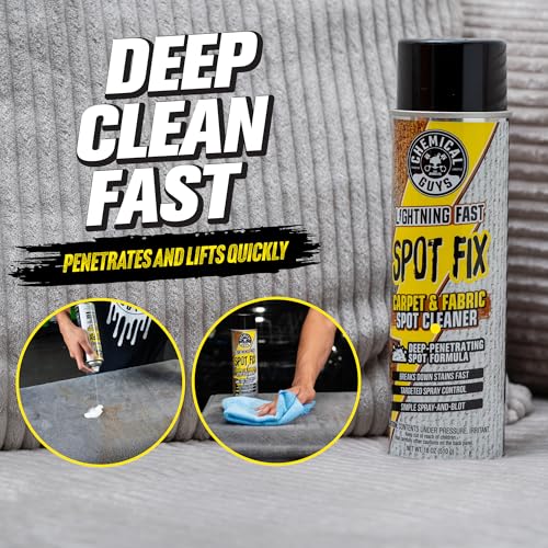 Chemical Guys, Lightning Fast Carpet Spot Cleaner & Nifty Brush Kit, 18 oz | Aerosol stain cleaner with a carpet and upholstery brush lifts spots from seats, carpet and mats, fast - size: KIT With Brush