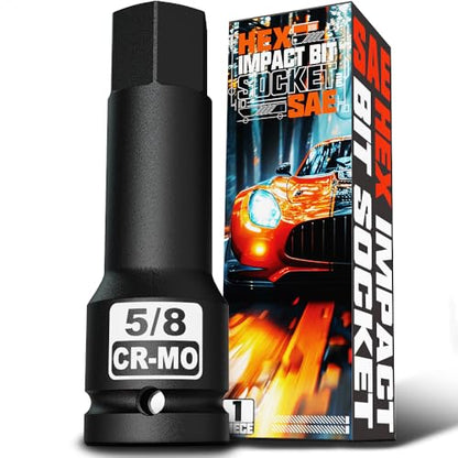 1/2" Drive H5/8-Inch Impact Hex Bit Socket, SAE Allen Bit Socket, Cr-Mo Steel, Removing Loosening Hexagon Bolts - size: 1/2" H5/8 Deep