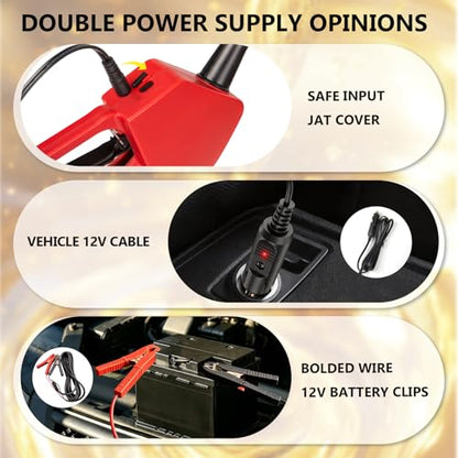 5GPM Fuel Transfer Pump with Auto-Stop & Hand Nozzle, 118'' pumping lift, fit different jug size and depth barrels,no adapters needed,portable gas pump,barrel pump for Gasoline, Diesel, Kerosene - size: 118''-5GPM