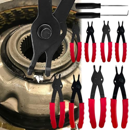 10Pcs Snap Ring Pliers Set with Case, Internal External Circlip Pliers Set with Hook & Pick, Retaining Snap Ring and Circlip Removal Tools for Car Motorcycle Lawnmower