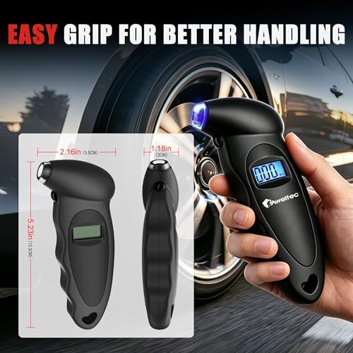 Digital Tire Pressure Gauge,Accurate Cars Air Gauge 150 PSI,Black | 0-150PSI Calibrated,Accurate in 0.1 Increments,4 Measurement Units,Backlight LCD&Nozzle Light,for Everyday Vehicles - color: Black(1PK), size: 1 Pack