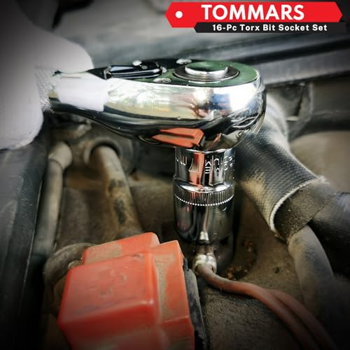 TOMMARS 16-Piece 3/8" Drive Conventional Torx Socket Set | T10, T15, T20, T25, T30, T40, T50, and T55, Long Torx Bit Socket Set ,S2 Alloy Steel - style: Torx Bit Socket