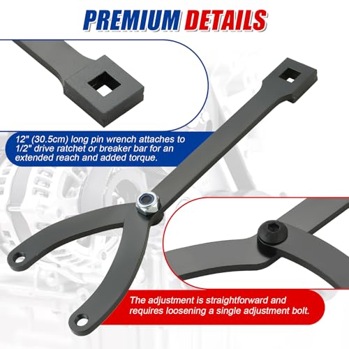 NYXOVA 15Pcs Variable Pin Spanner Wrench | Universal Pulley Holder Tool Kit, 1/2" Drive Ratchet Fan Clutch Pully Holder Wrench Tool Kit for Cars, Motorcycles