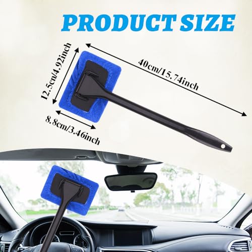 Car Window Cleaner, Car Windshield Cleaner Tool, Windshield Cleaner Inside with Extendable Handle and 4PCS Washable Reusable Cloth Pad, Car Tools Universal Auto Wiper Cleaning - color: Dark blue