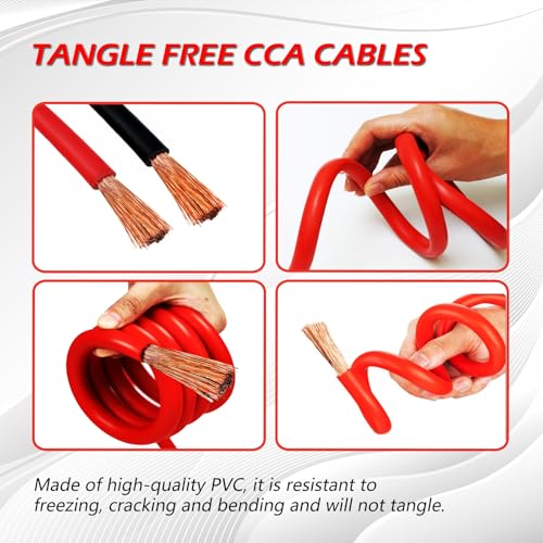 NOONE Heavy Duty Jumper Cables, 2 Gauge 20Feet 800Amp Automotive Booster Cables with Reverse Polarity Protection for Car, SUV and Truck, Jumper Cables Kit with Carry Bag - size: 2Gauge x 20FT