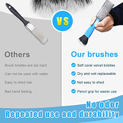 Ziciner 2 PCS Double Head Brush for Car Clean, Soft Auto Interior Duster Detailing Brushes, Universal Vehicle Dashboard Screen, Air Vents, Computer etc Cleaning Tool Accessories (Blue) - color: Blue, 2 PCS