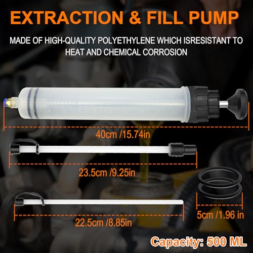 500CC Fluid Extractor Automotive Syringe Oil Extractor Pump Fuel Extraction & Filling Pump Fluids Suction Pump Manual Vacuum Fluid Transfer Pump