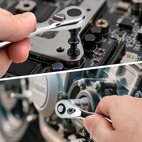 DISEN 15PC Mini Ratchet Wrench Set, 1/4" Drive Ratchet Handle Wrench, Mini Socket Set, Tiny Tools, Small Ratchet, 72-Tooth, Reversible, Cr-V Steel Made, Gifts for Men Dad - size: 15 pieces Mini Ratchet Set - Standard Handle
