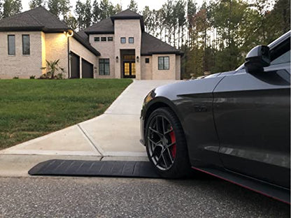 – Driveway Curb Ramps – Low Profile Car Ramps – 3 Piece Expandable Set – Made from Heavy Duty Recycled Rubber – Eliminate Scraping and Damage On Your Car Truck RV - color: Black