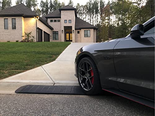 – Driveway Curb Ramps – Low Profile Car Ramps – 3 Piece Expandable Set – Made from Heavy Duty Recycled Rubber – Eliminate Scraping and Damage On Your Car Truck RV - color: Black